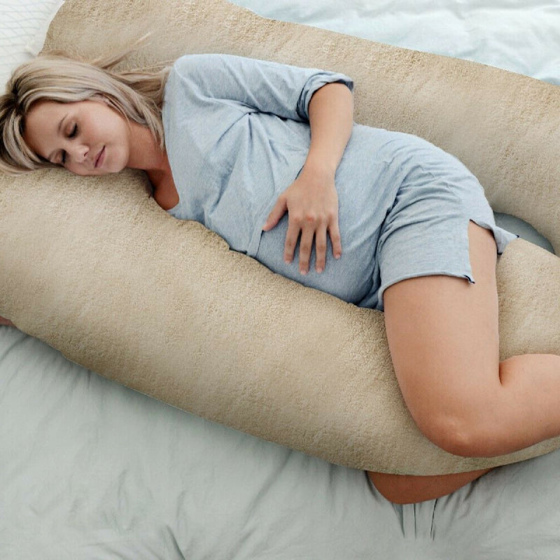 XL Premium Pregnancy Pillow with Teddy Fleece - Cream