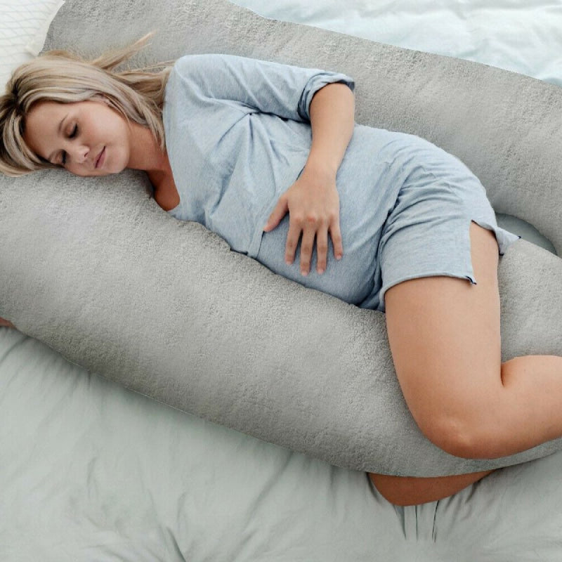 XL Premium Pregnancy Pillow with Teddy Fleece - Grey