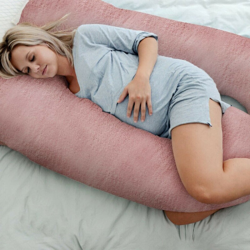 XL Premium Pregnancy Pillow with Teddy Fleece - Pink